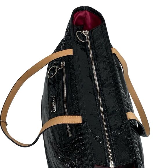 Coach Poppy Daisy Liquid Gloss Black Shoulder Bag Tote 18674 - Picture 5 of 16